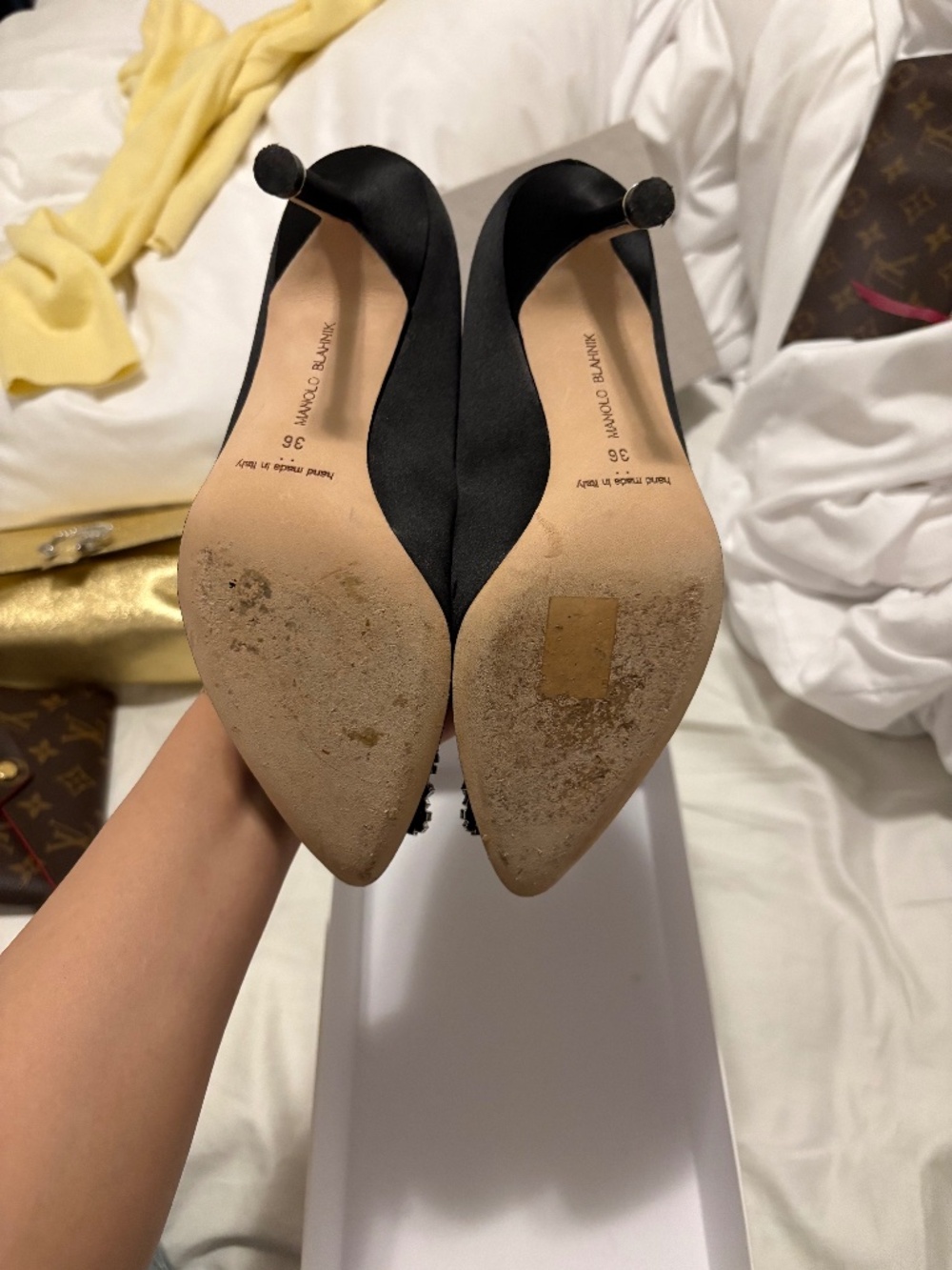 Manolo heels in black satin